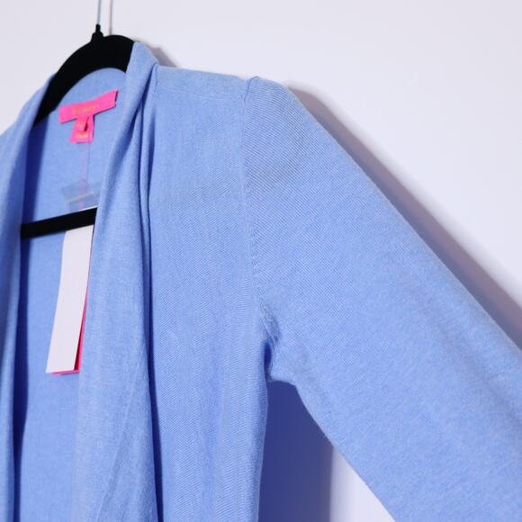 LILLY PULITZER NEW Danique Coolmax Open Cardigan Heathered Blue Peri Women's 2XS - Picture 10 of 15